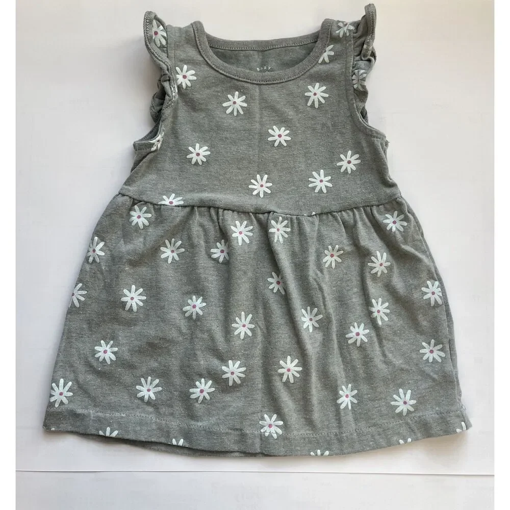 Cat & Jack Gray Floral Dress – Size 12 Months